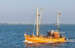Fischkutter im Nationalpark Niedersächsisches Wattenmeer bei Norddeich